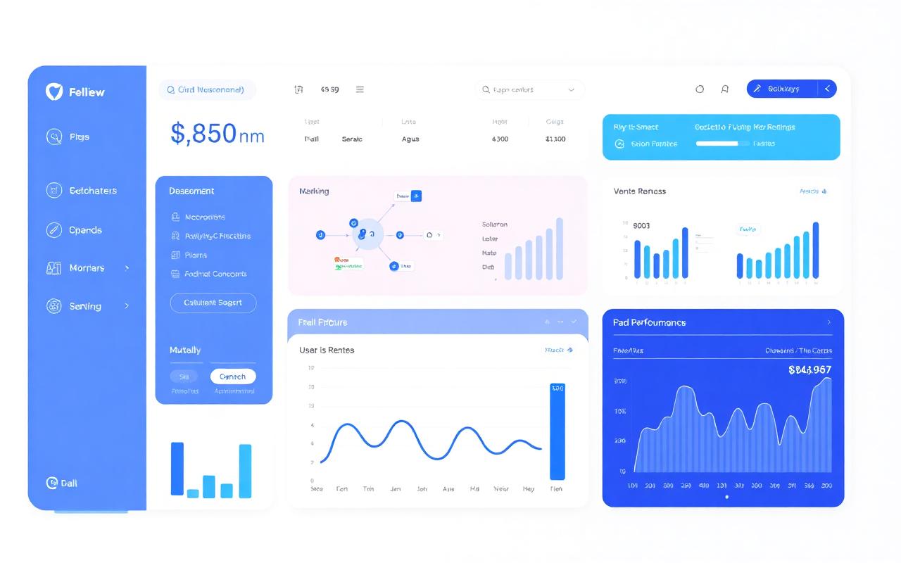 CXAI dashboard showing an automation workflow diagram and performance charts in blue